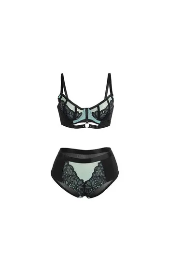 SUBBLIME - 955557 SET REGGISENO IN VERNICE VERDE CON CERNIERA S/M