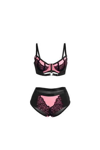 SUBBLIME - 955571 SET REGGISENO IN VERNICE ROSA CON CERNIERA E REGGISENO A RETINO S/M