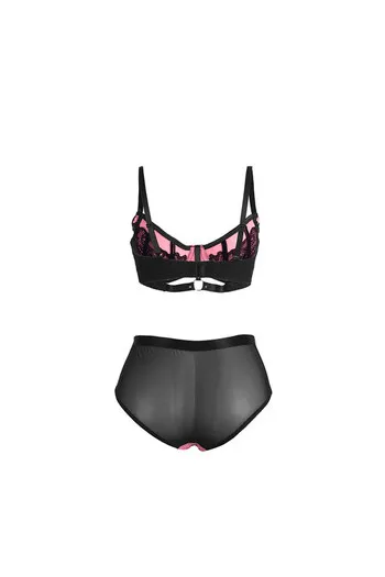 SUBBLIME - 955588 SET REGGISENO IN VERNICE ROSA CON CERNIERA IN RETE L/XL