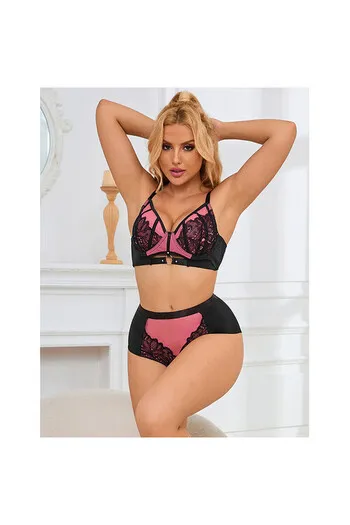 SUBBLIME - 955588 SET REGGISENO IN VERNICE ROSA CON CERNIERA IN RETE L/XL