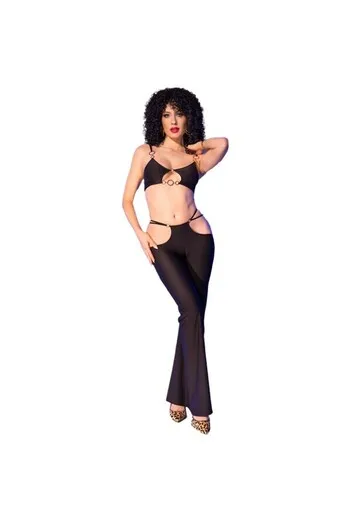 Set Sensuale con Top e Leggings in Nero e Oro