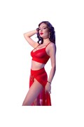 Set Sensuale in Tulle Rosso con Top e Gonna