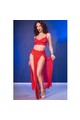 Sensual Red Tulle Set with Top and Skirt