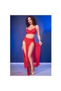 Set Sensuale in Tulle Rosso con Top e Gonna