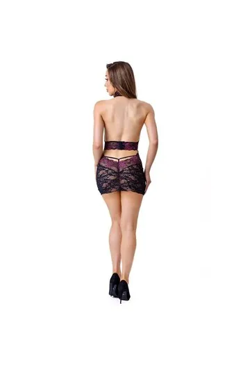 Leisa Sensual Black Lace Camisole with Pink Trim