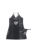 Lingerie sexy in Pelle Sintetica PU e Pizzo Nero