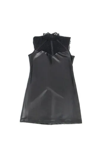 Black PU Leather Lace Lingerie - Sensual and Bold