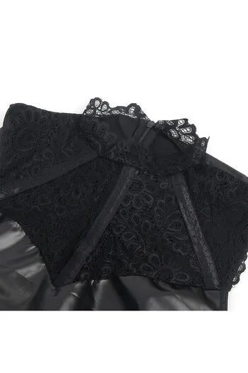 Black PU Leather Lace Lingerie - Sensual and Bold
