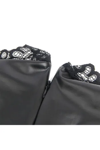 Lingerie in Pelle PU Nera con Pizzo - Sensuale e Audace