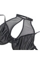 Black PU Leather Mesh Garter Belt Lingerie Set