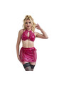 Sexy red leather garter belt halter neck lingerie set