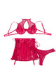 Lingerie sexy in pelle rossa con laccetti e collo halter