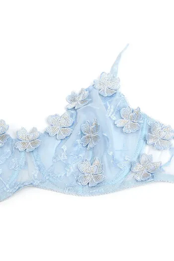 Blue Floral Lace Bra Set - Elegant and Sensual