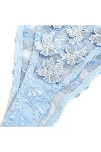 Blue Floral Lace Bra Set - Elegant and Sensual
