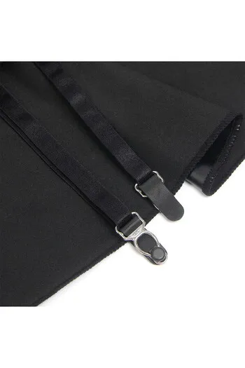 Sexy lingerie set in black faux leather and lace with garter