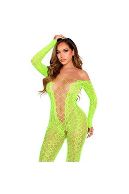 LEG AVENUE - BODYSTOCKING SENZA CAVALLO EXOTIC SNAKE LACE NEON GREEN