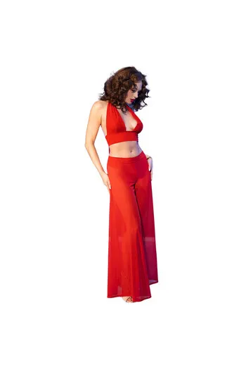 Sensual Lingerie Set with Adjustable Top and Wide Pants