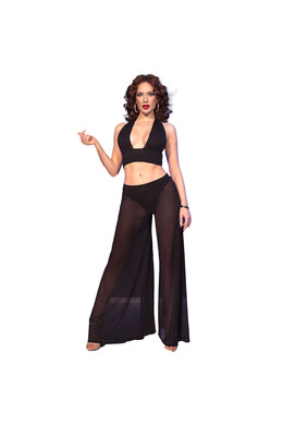 Sensual Lingerie Set with Adjustable Top and Wide Pants