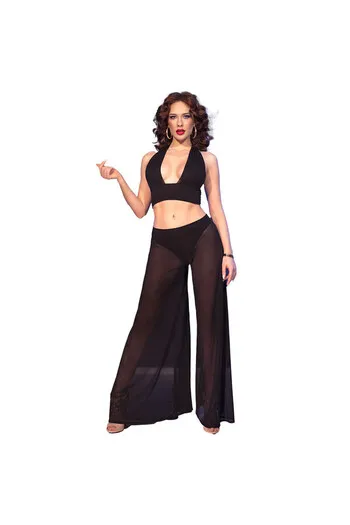 Set Lingerie Sensuale con Top Regolabile e Pantaloni Larghi