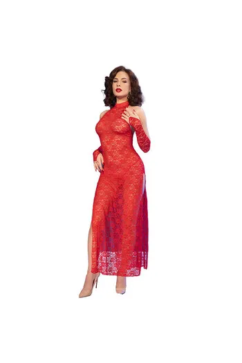 Top largo in pizzo sensuale con spalle scoperte