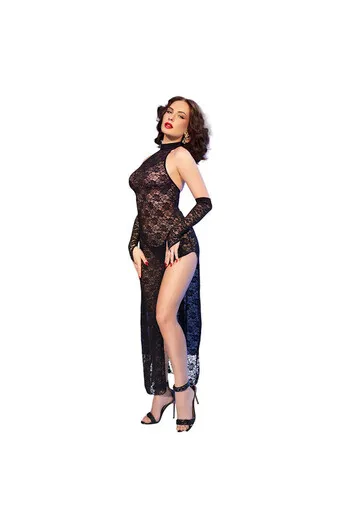 Top largo in pizzo sensuale con spalle scoperte
