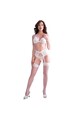 CHILIROSE - CR 4862 SET REGGISENO IN PIZZO BIANCO, GIARRETTIERA, PERIZOMA E CALZE M