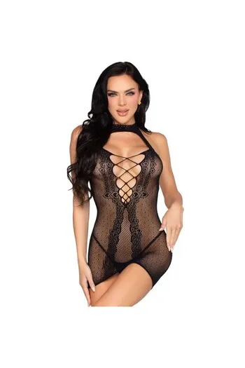 Mini Vestito Halter in Pizzo a Maglia con Cuori - Dolce e Audace | Leg Avenue