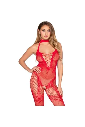 LEG AVENUE - 89336 BODYSTOCKING ROSSO SENZA CAVALLO - TAGLIA UNICA