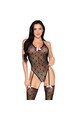 Polka Dot Mesh Bodysuit with Heart Trim and Built-in Stockings | Leg Avenue