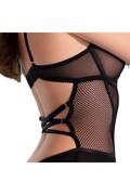 Body sensuale in mesh con dettagli metallici