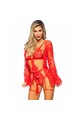 LEG AVENUE 86123 Teddy and Robe Set - Red Lace Sensuality and Elegance