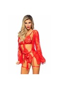 Set Teddy e Bata LEG AVENUE 86123 - Sensualità e Eleganza in Encage Rosso