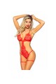 LEG AVENUE 86123 Teddy and Robe Set - Red Lace Sensuality and Elegance