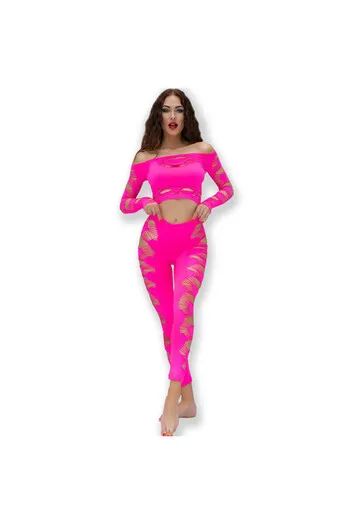 CHILIROSE - CR 4632 TOP E PANTALONE FUCSIA S/L