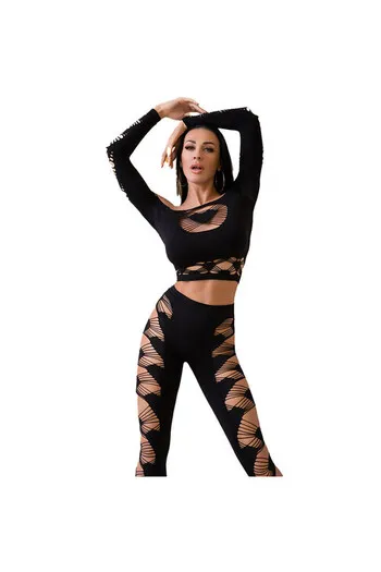 CHILIROSE - CR 4436 TOP E LEGGINS NERO S/L