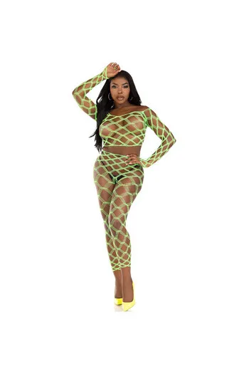 2-Piece Hardcore Fishnet Top with Footless Stockings - Seductive Lingerie Set | Leg Avenue