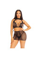 LEG AVENUE - TOP E GONNA IN PIZZO APERTO NERO