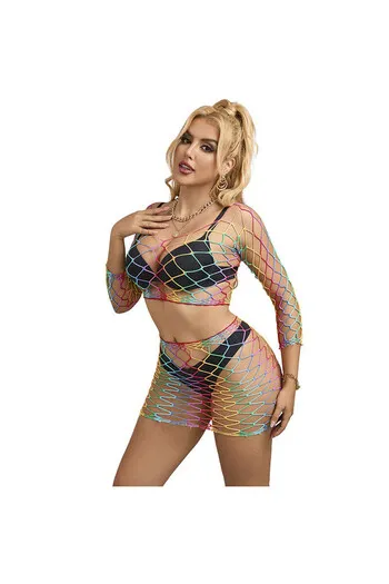 SUBBLIME - 952440 INSIEME A RETE 2 PEZZI MANICA LUNGA ARCOBALENO TAGLIA UNICA