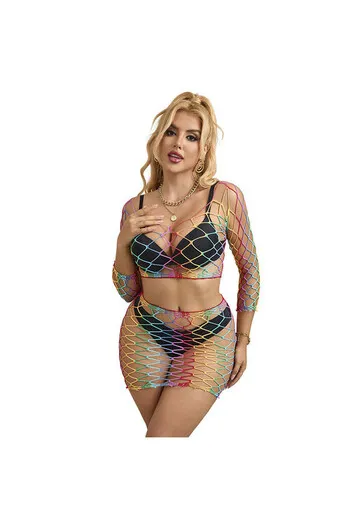 SUBBLIME - 952440 INSIEME A RETE 2 PEZZI MANICA LUNGA ARCOBALENO TAGLIA UNICA