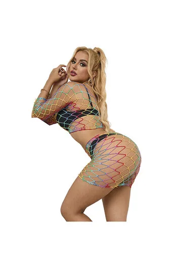 SUBBLIME - 952440 INSIEME A RETE 2 PEZZI MANICA LUNGA ARCOBALENO TAGLIA UNICA