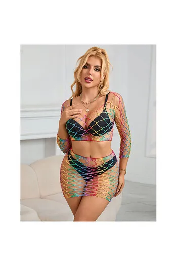 SUBBLIME - 952440 INSIEME A RETE 2 PEZZI MANICA LUNGA ARCOBALENO TAGLIA UNICA