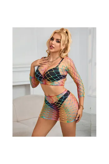 SUBBLIME - 952440 INSIEME A RETE 2 PEZZI MANICA LUNGA ARCOBALENO TAGLIA UNICA