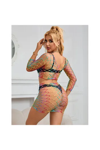 SUBBLIME - 952440 INSIEME A RETE 2 PEZZI MANICA LUNGA ARCOBALENO TAGLIA UNICA