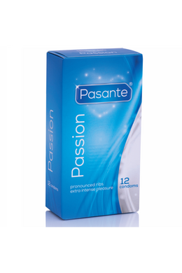 Pasante Ribbed Passion Condoms - Defined Ribbed Texture for Intense Pleasure | 12 Pack