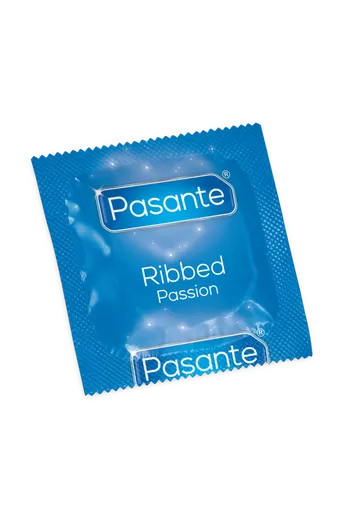 Pasante Ribbed Passion Condoms - Defined Ribbed Texture for Intense Pleasure | 12 Pack