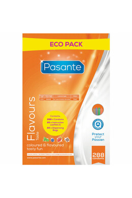 Pasante Flavors Condoms - Chocolate, Mint, Blueberry & Strawberry | Taste & Color