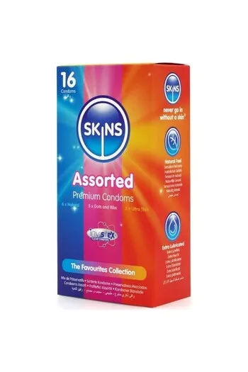 Condom assortiti Skins - 16 preservativi in 3 varietà per piacere e protezione