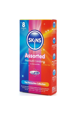 Skins Assorted 8 Condoms Pack - Variety & Savings up to 33% More