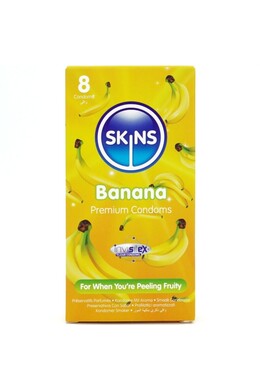 Skins Banana Flavor Condoms - 8 Pack - Natural Feel & Premium Experience