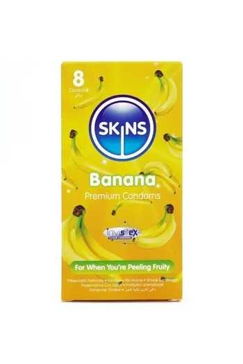 Condom Skins Sapore Banana - Confezione da 8 - Sensazione Naturale e Premium
